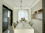 145平米现代简约风三室餐厅装修效果图，餐桌创意设计图