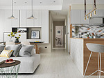 98平米现代简约风三室客厅装修效果图，收纳柜创意设计图