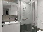 138平米现代简约风三室卫生间装修效果图，盥洗区创意设计图
