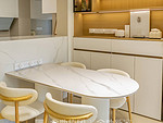 89平米现代简约风三室餐厅装修效果图，餐桌创意设计图