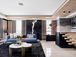 105平米现代简约风四室客厅装修效果图，地板创意设计图