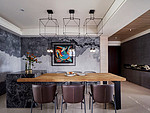 107平米现代简约风四室餐厅装修效果图，餐桌创意设计图