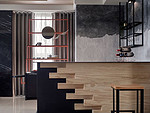 85平米现代简约风四室餐厅装修效果图，吧台创意设计图