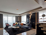105平米现代简约风四室客厅装修效果图，地板创意设计图