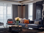 110平米现代简约风四室客厅装修效果图，沙发创意设计图