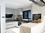 645平米现代简约风三室厨房装修效果图，墙面创意设计图
