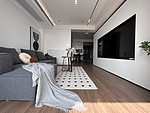 90平米现代简约风二室客厅装修效果图，沙发创意设计图