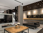 87平米新中式风格四室客厅装修效果图，电视墙创意设计图