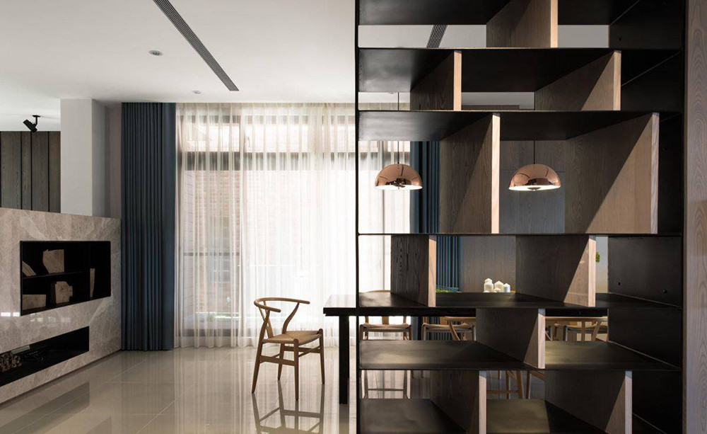 311平米新中式风格四室餐厅装修效果图，置物柜创意设计图