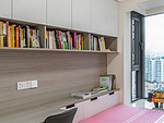 89平米现代简约风三室儿童房装修效果图，书柜创意设计图