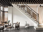 97平米新中式风格四室走廊装修效果图，楼梯创意设计图