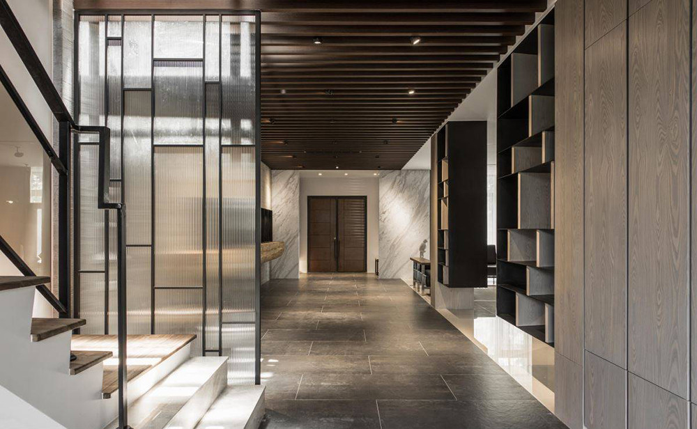 311平米新中式风格四室走廊装修效果图，置物柜创意设计图