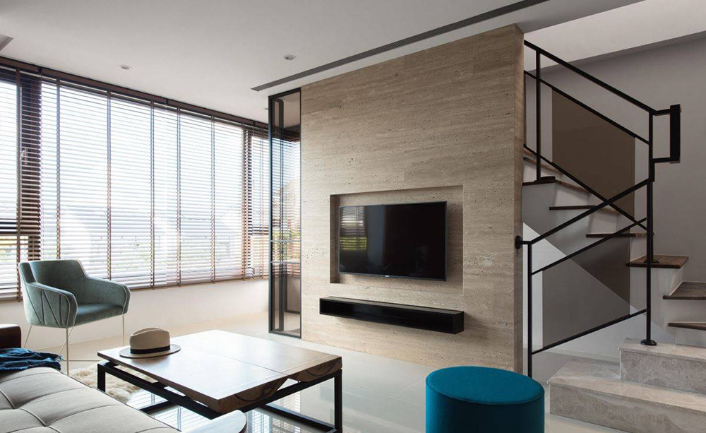 311平米新中式风格四室休闲室装修效果图，电视墙创意设计图