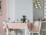 89平米北欧风格三室餐厅装修效果图，餐桌创意设计图