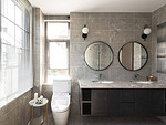 111平米新中式风格四室卫生间装修效果图，盥洗区创意设计图