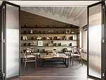 159平米新中式风格四室茶室装修效果图，餐桌创意设计图