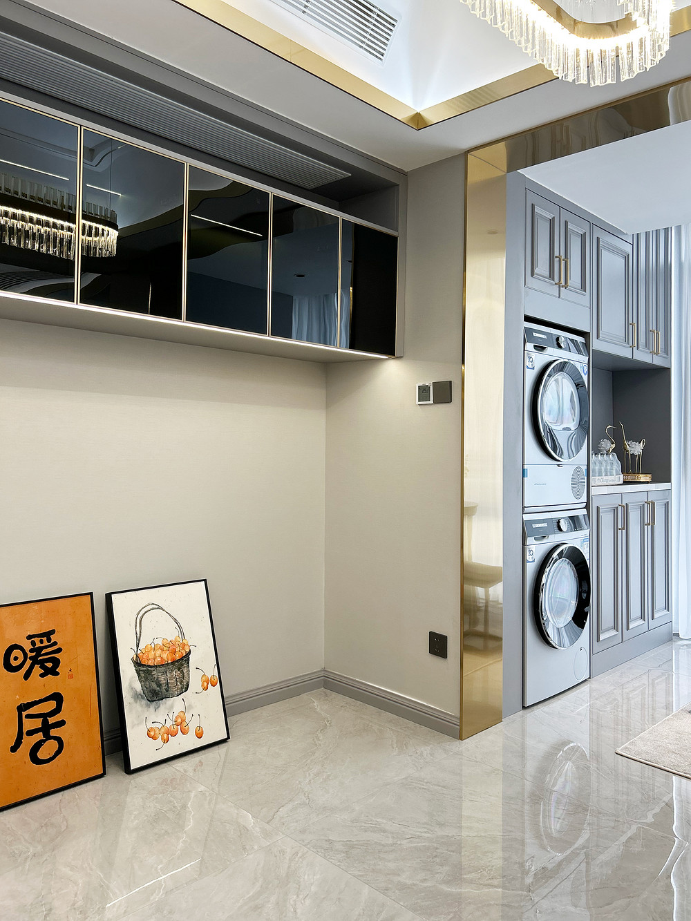 150平米美式风格三室客厅装修效果图，收纳柜创意设计图