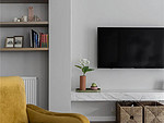 156平米轻奢风格三室客厅装修效果图，电视墙创意设计图