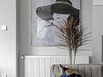 118平米轻奢风格三室客厅装修效果图，照片墙创意设计图