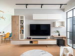 94平米北欧风格三室客厅装修效果图，电视墙创意设计图