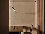 88平米混搭风格三室餐厅装修效果图，餐桌创意设计图