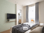 94平米北欧风格三室卧室装修效果图，门窗创意设计图