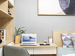 90平米新中式风格三室次卧装修效果图，书柜创意设计图