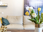 90平米新中式风格三室客厅装修效果图，沙发创意设计图