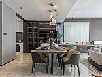 118平米轻奢风格三室餐厅装修效果图，灯饰创意设计图