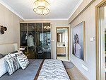 90平米新中式风格三室主卧装修效果图，衣柜创意设计图