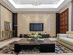 96平米欧式风格别墅客厅装修效果图，电视墙创意设计图