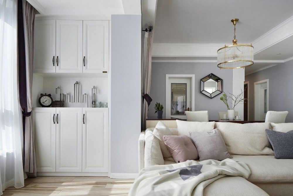 126平米美式风格三室客厅装修效果图，沙发创意设计图