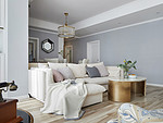 78平米美式风格三室客厅装修效果图，沙发创意设计图