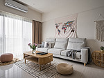 134平米日式风格三室客厅装修效果图，沙发创意设计图