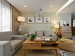 90平米日式风格三室客厅装修效果图，沙发创意设计图