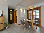 90平米日式风格三室餐厅装修效果图，餐桌创意设计图