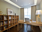 110平米日式风格三室书房装修效果图，书柜创意设计图