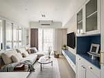 120平米现代简约风三室客厅装修效果图，电视墙创意设计图
