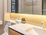 90平米现代简约风三室卫生间装修效果图，盥洗区创意设计图