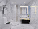 60平米现代简约风三室卫生间装修效果图，盥洗区创意设计图