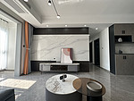 107平米现代简约风三室客厅装修效果图，电视墙创意设计图