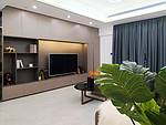 97平米现代简约风四室客厅装修效果图，电视墙创意设计图