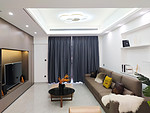 90平米现代简约风四室客厅装修效果图，电视墙创意设计图