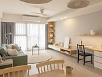 69平米日式风格二室客厅装修效果图，灯饰创意设计图