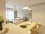 77平米日式风格二室餐厅装修效果图，餐桌创意设计图
