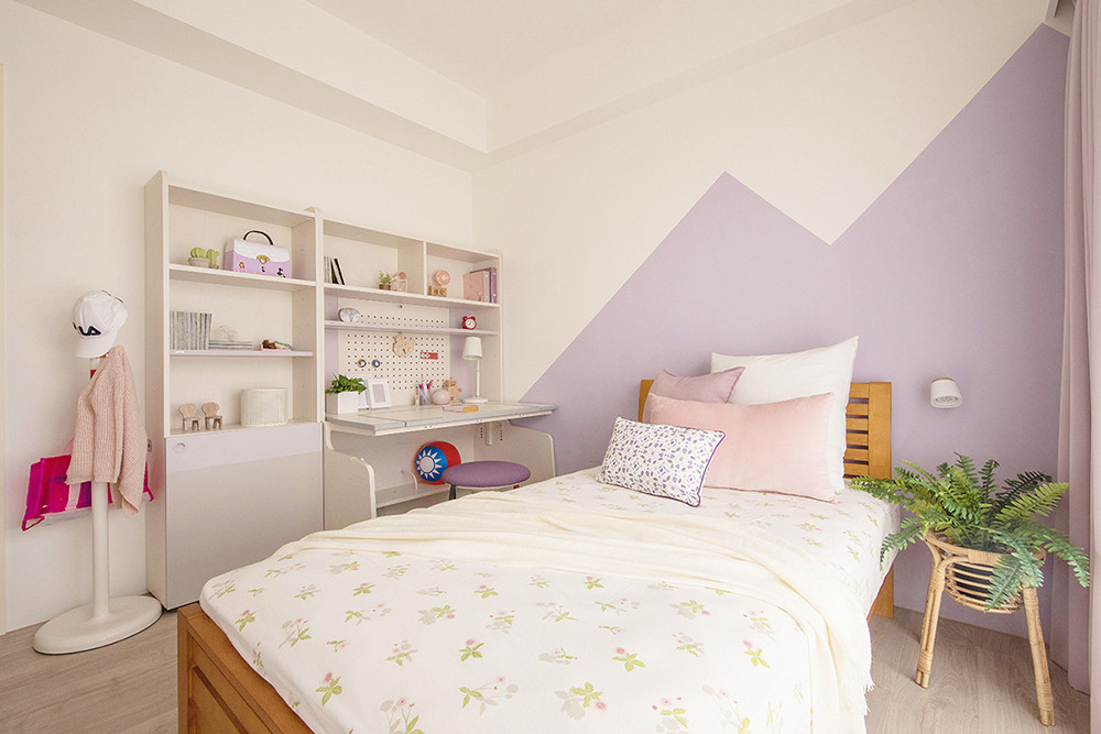 77平米日式风格二室儿童房装修效果图，背景墙创意设计图