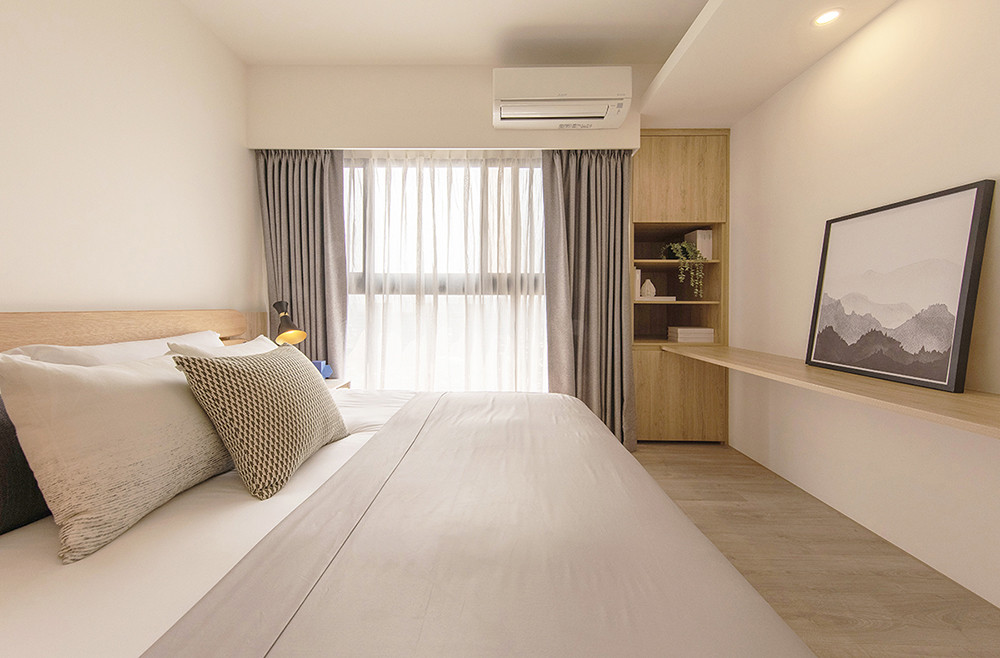 77平米日式风格二室卧室装修效果图，软装创意设计图