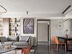 78平米轻奢风格三室客餐厅装修效果图，沙发创意设计图