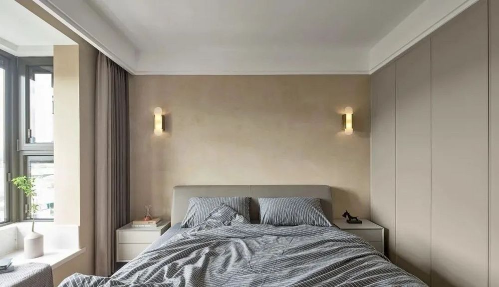 130平米轻奢风格三室卧室装修效果图，软装创意设计图