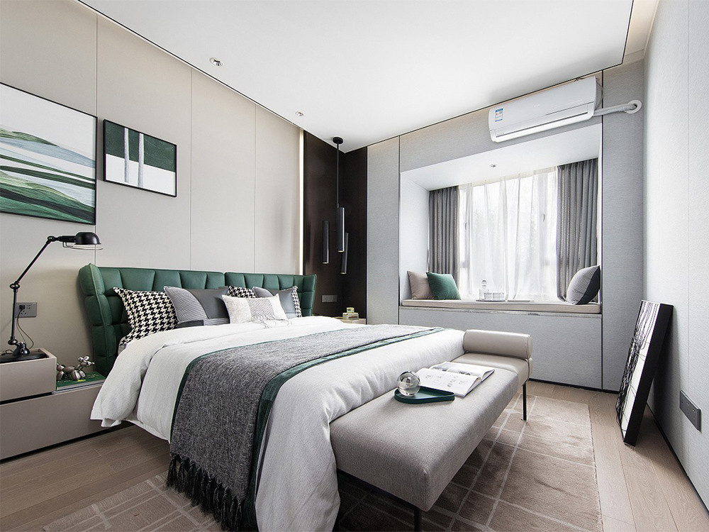 136平米欧式风格四室卧室装修效果图，飘窗创意设计图